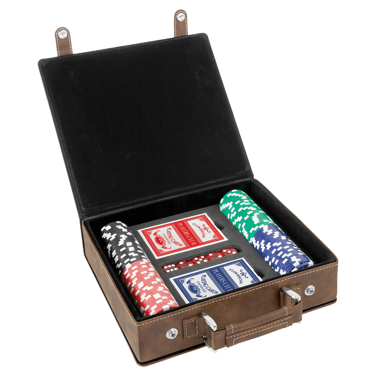 Laserable Leatherette 100 Chip Poker Set - Rustic/Gold