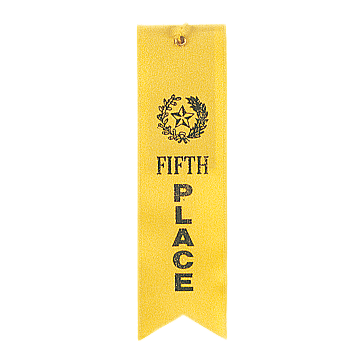 Yellow 5th Place Carded Ribbon with String