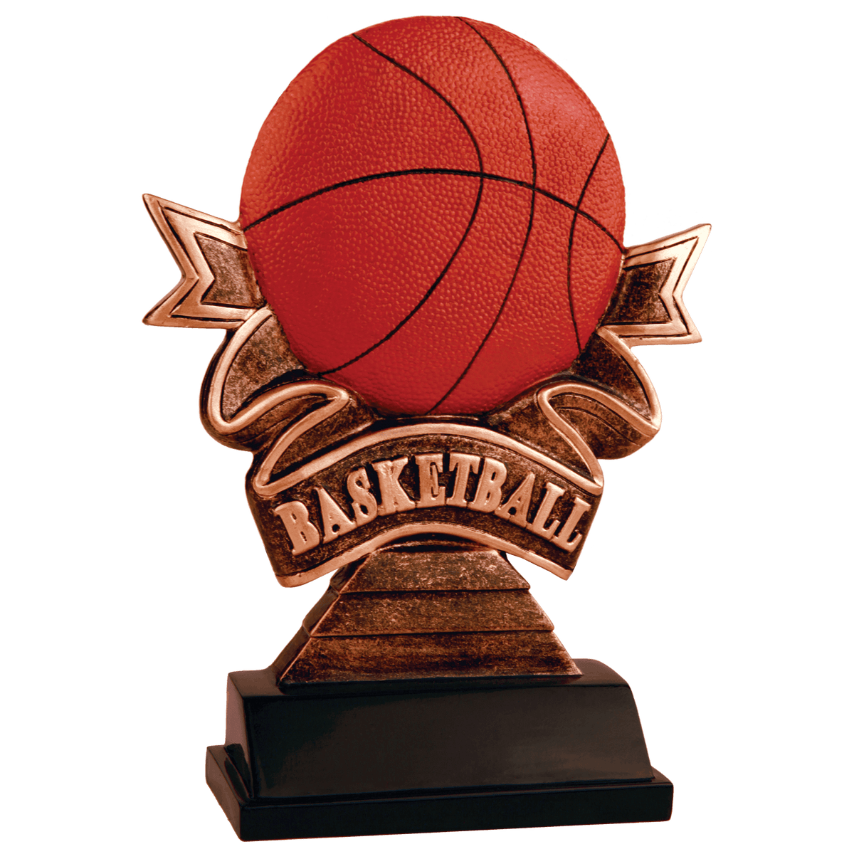 7" Basketball Ribbon Resin