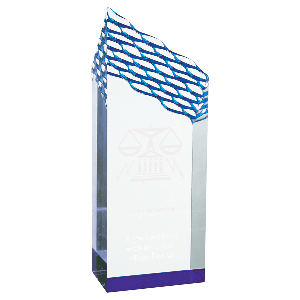 3" x 8" Blue Riptide Acrylic Award