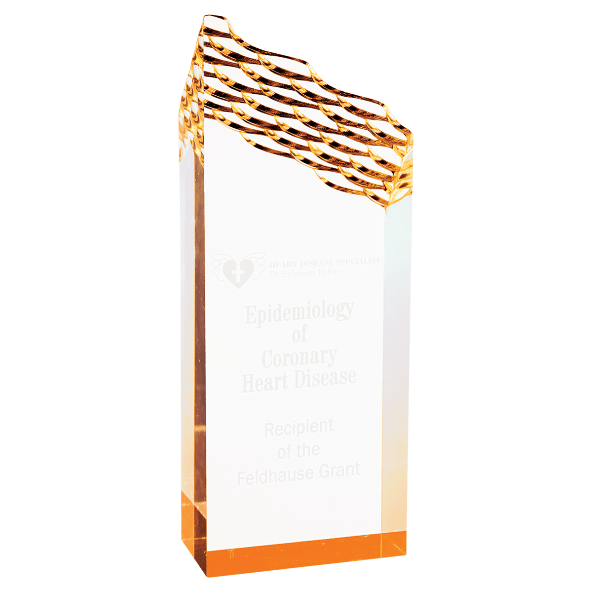 3" x 8" Gold Riptide Acrylic Award