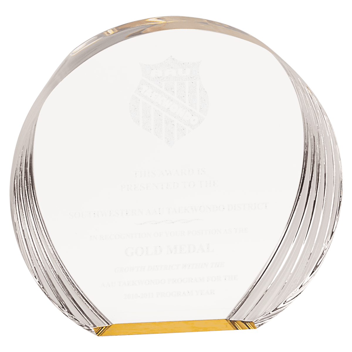 5 3/8" x 5" Gold Round Acrylic Award