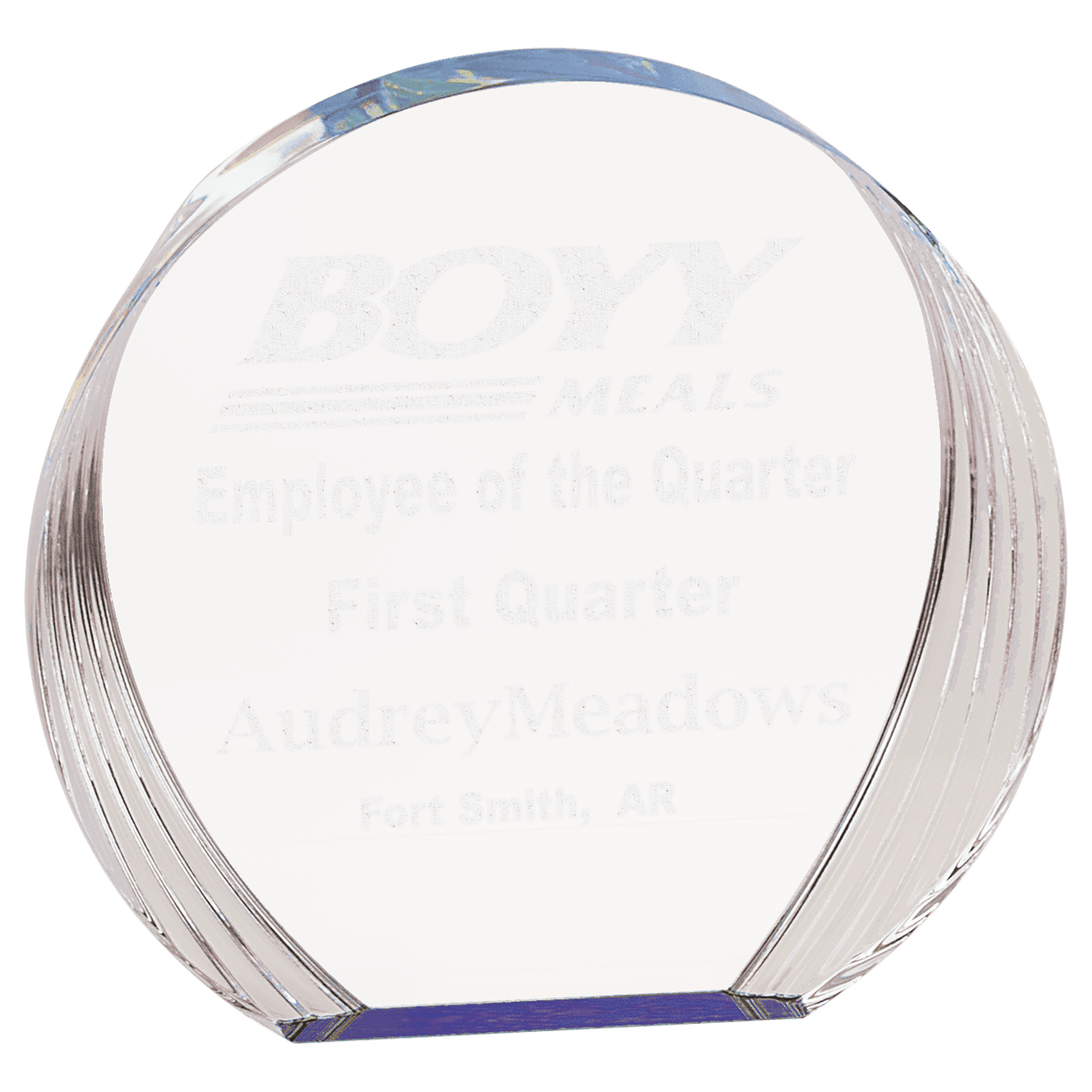 6 1/2" x 6" Blue Round Acrylic Award
