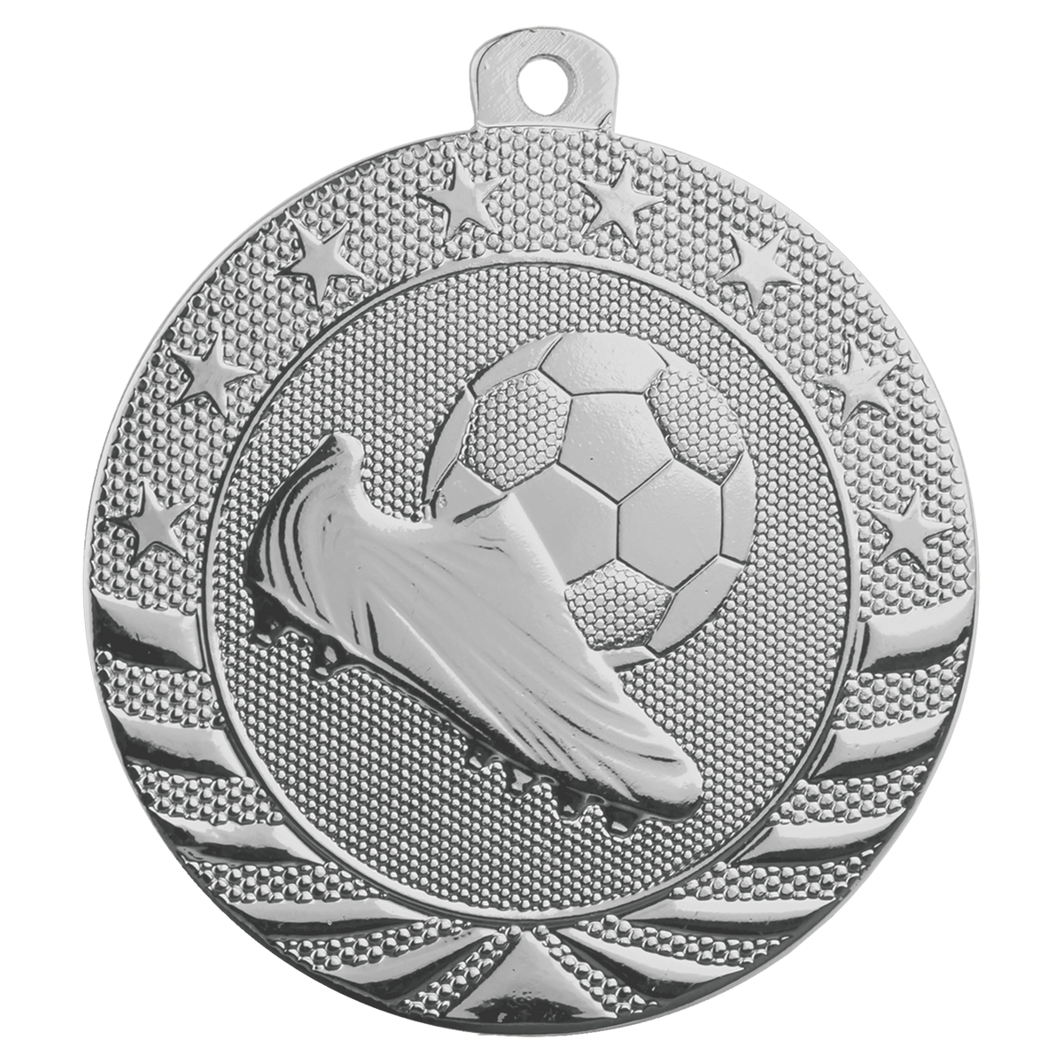 Bright Silver 2" Soccer Starbrite Medal