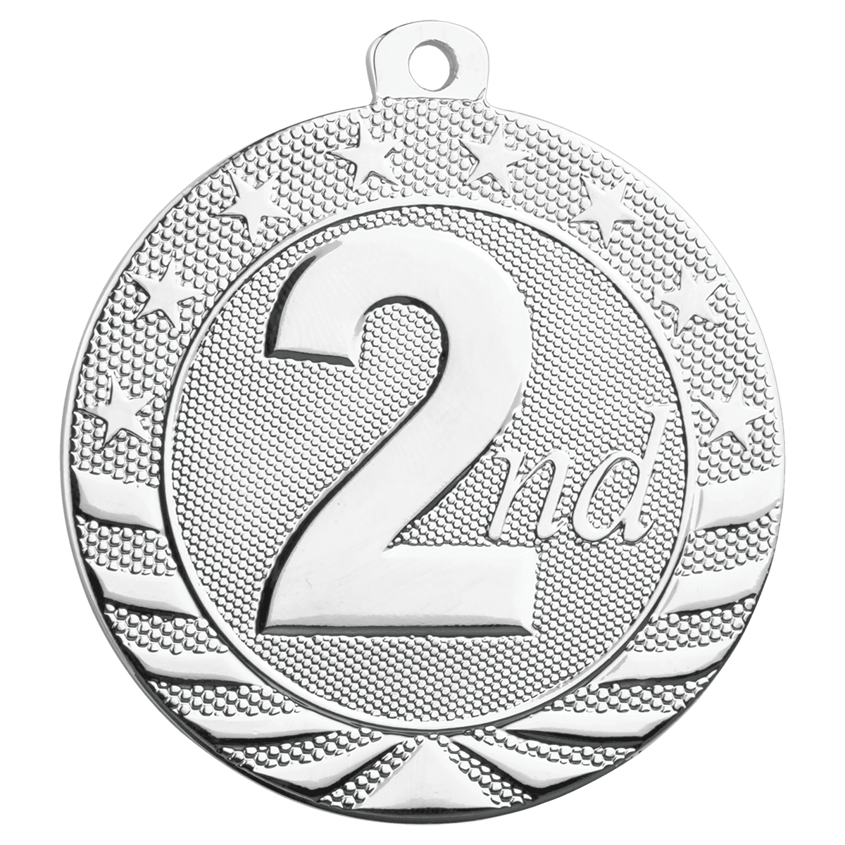 2" Bright Silver 2nd Place Starbrite Medal