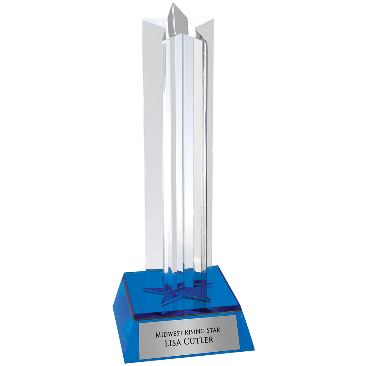 7 1/2" Star Column Acrylic with Blue Base