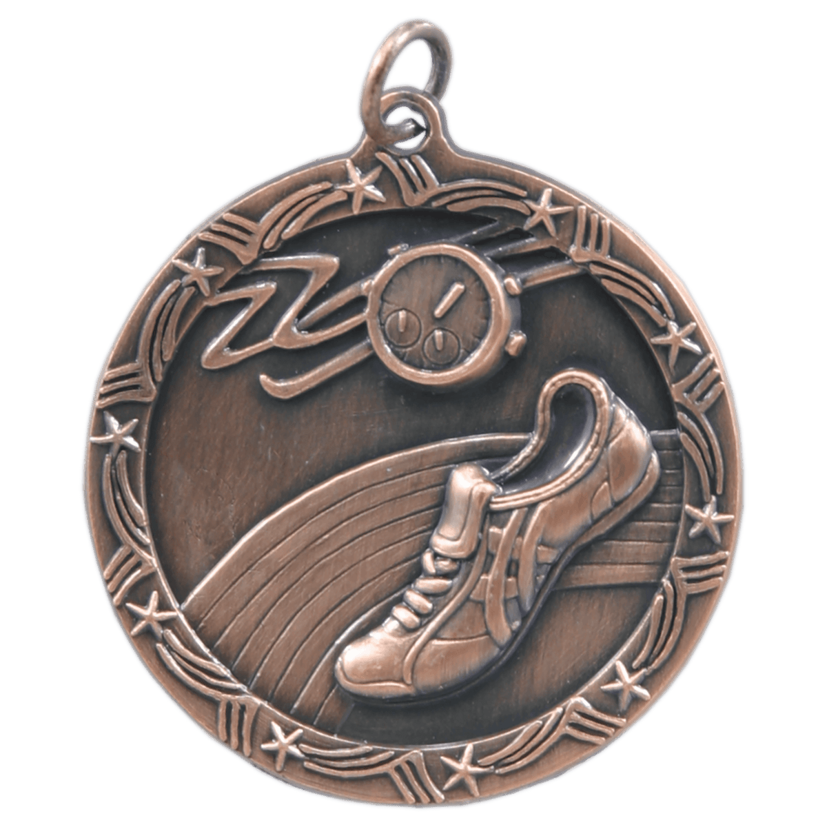 Antique Bronze 1 3/4" Track Shooting Star Medal