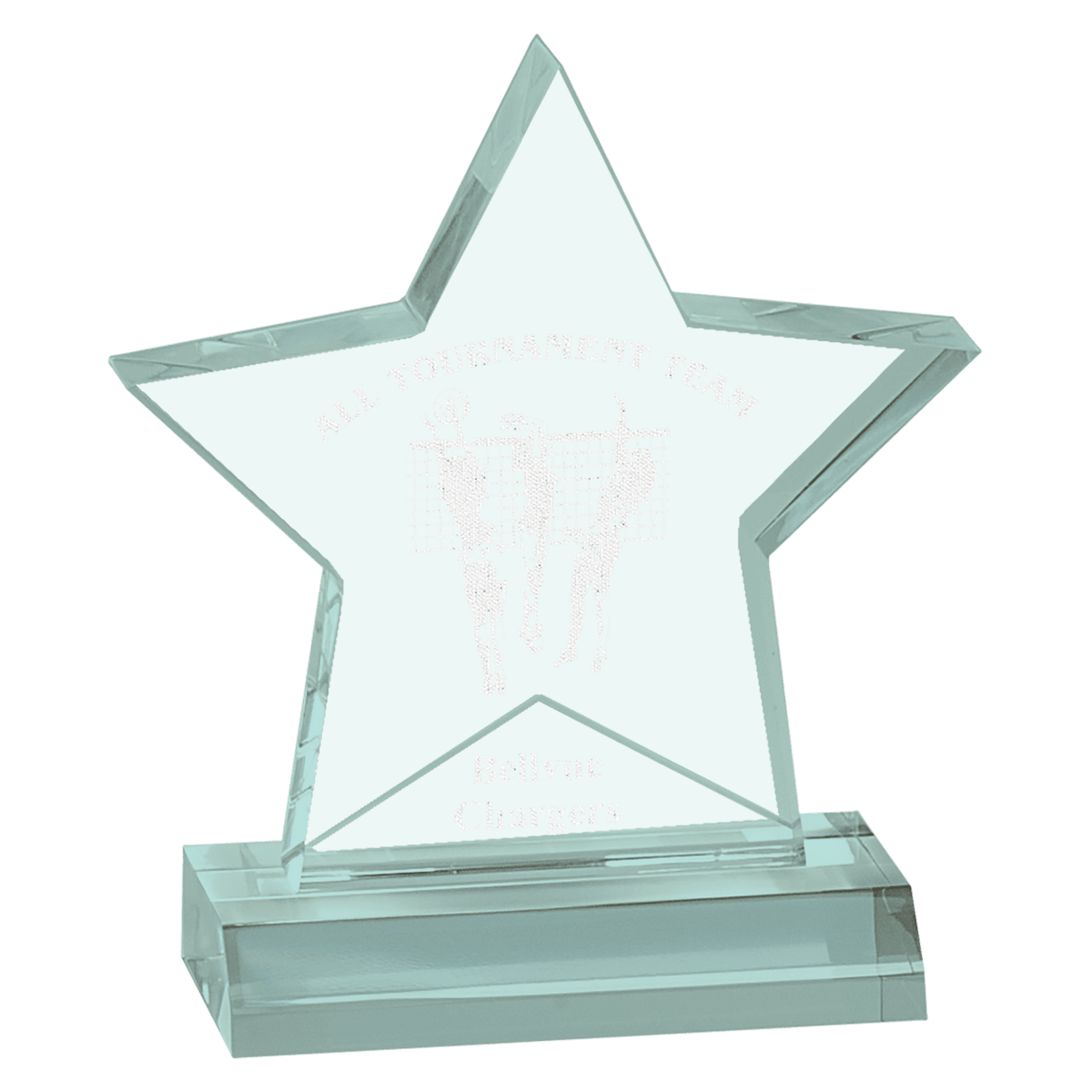 5" x 5" Jade Star Acrylic Award with 4" Base