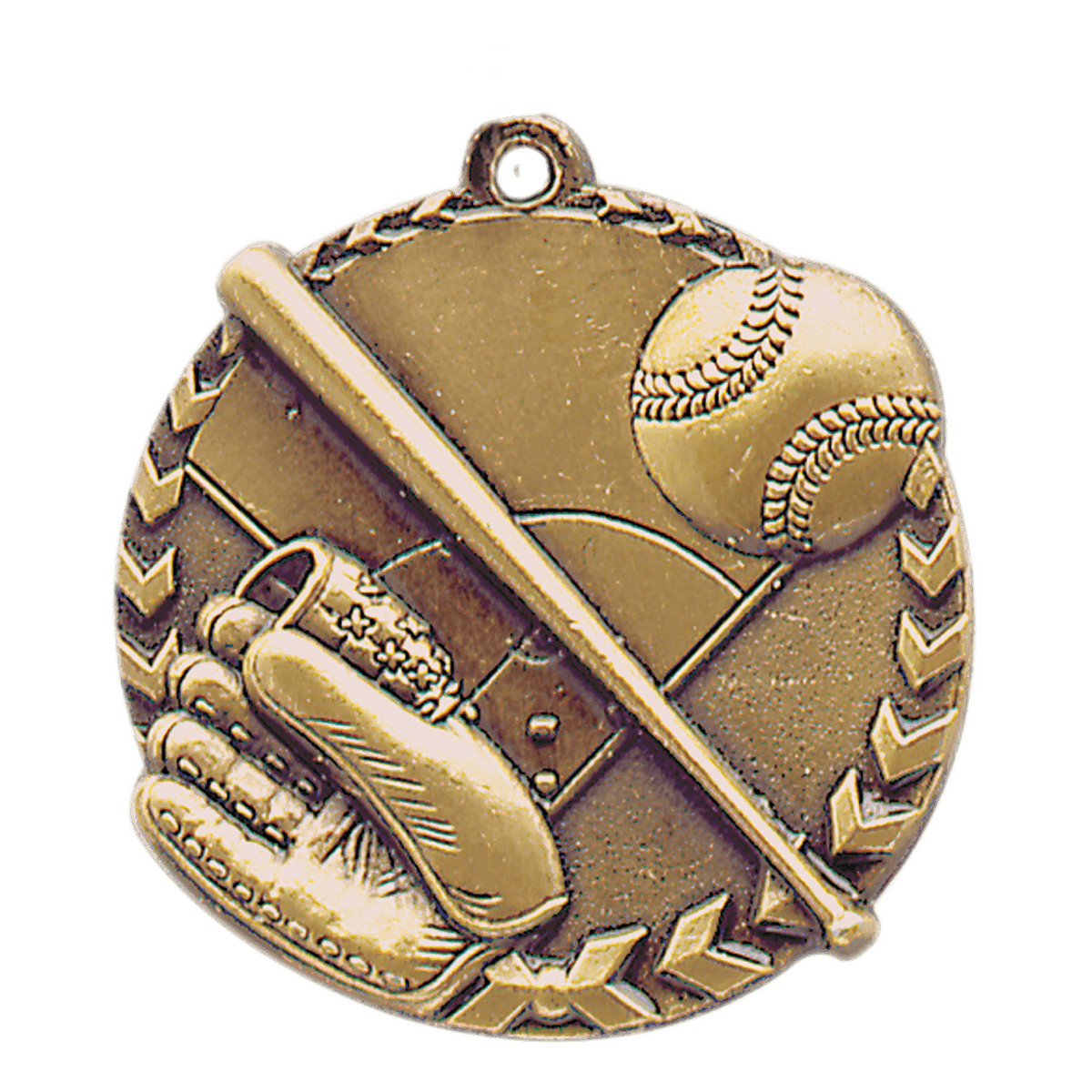 Antique Gold 1 3/4" Baseball/Softball Millennium Medal