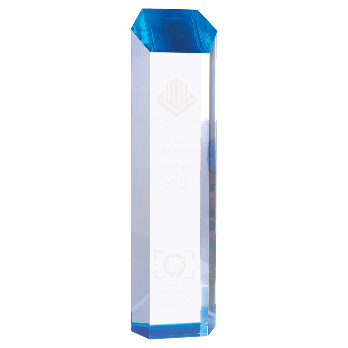 3" x 12" Blue Tower Acrylic Award