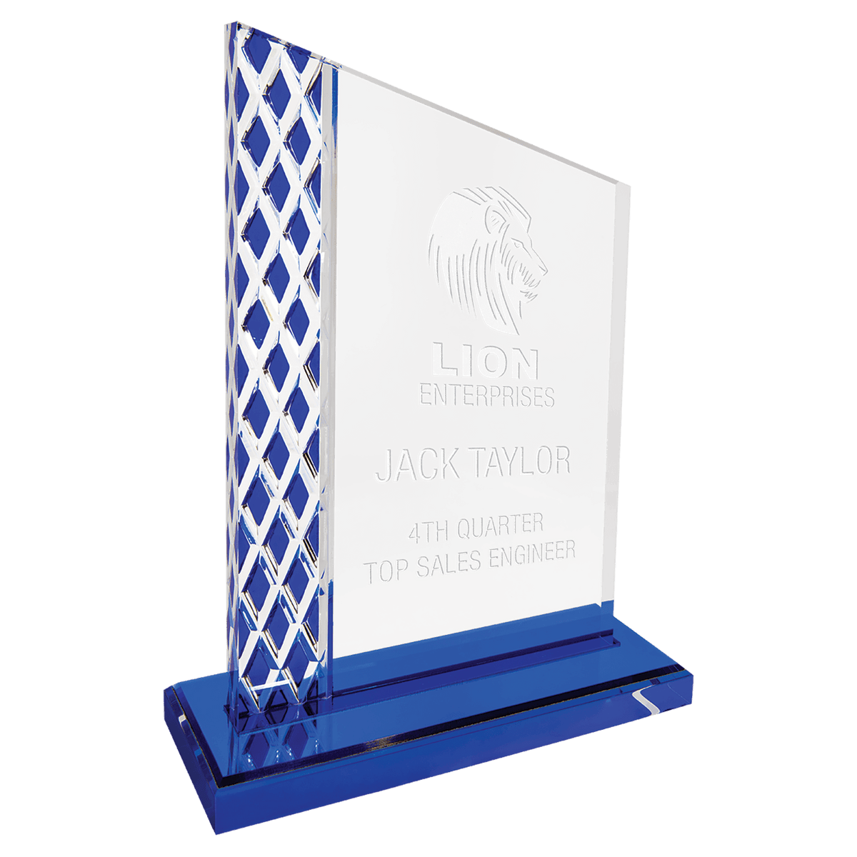 8" Blue Unite Diamond Ice Acrylic Award