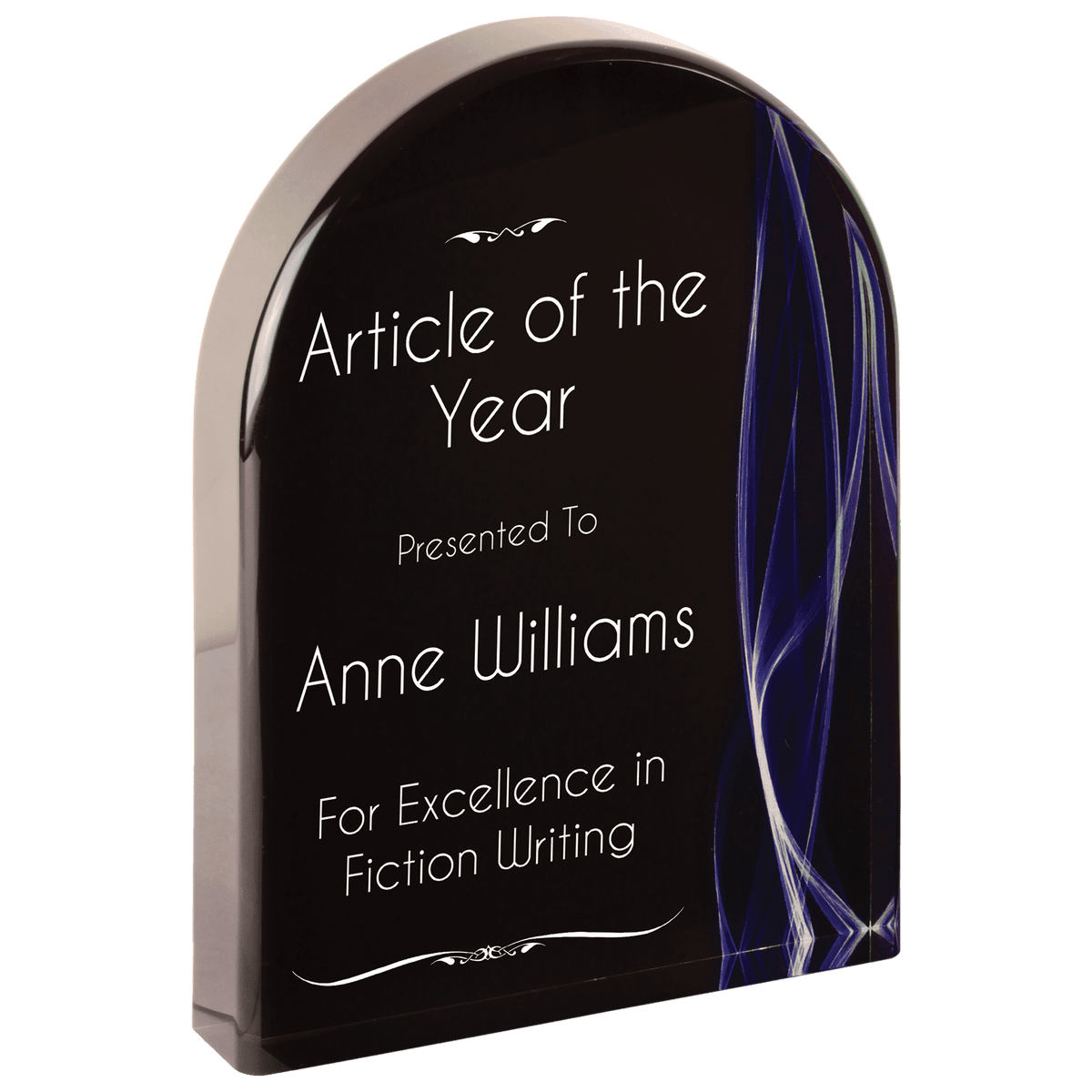 7" Arch Blue Vapor Acrylic Award