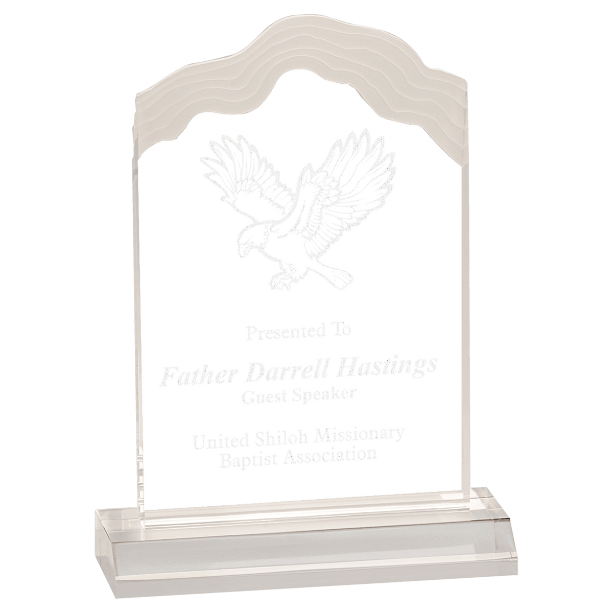 5" x 8" Clear Frosted White Cap Edge Acrylic with 6" Base
